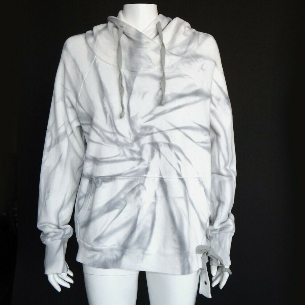 NSF Tie Dye Lace Up Hoodie Womens size Large from Barneys NWT White Gray / 756